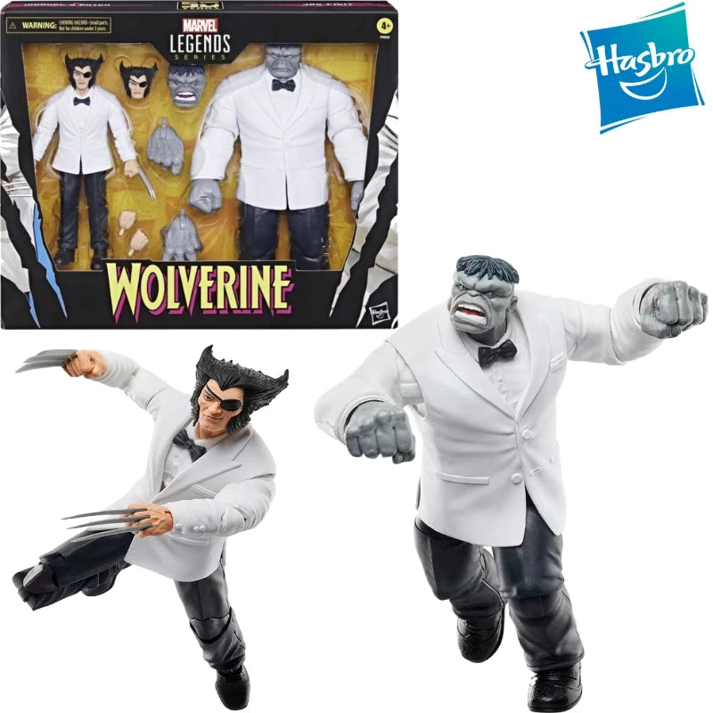 Hasbro Marvel Legends X-Men 50th Anniversary Wolverine Grey Hulk 2-Pack 6" Poseable Action Figures Comics Collectible Toy Set