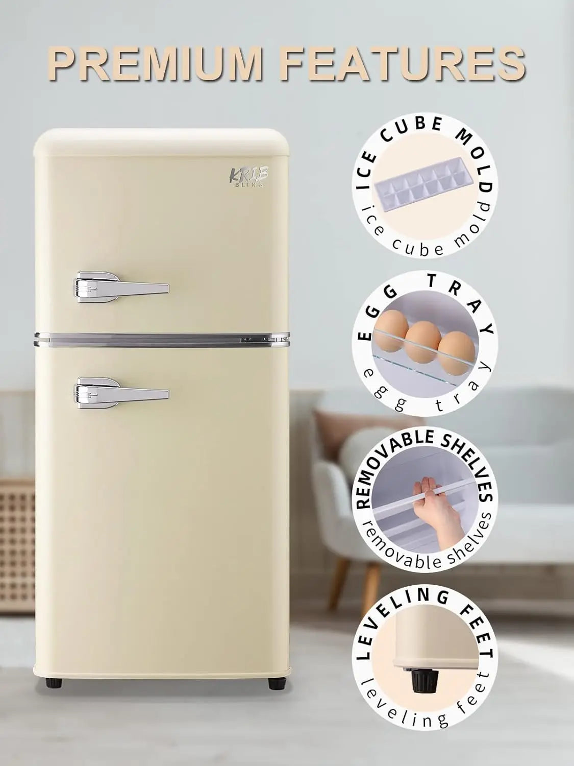 Mini Fridge with Freezer (Retro Design)