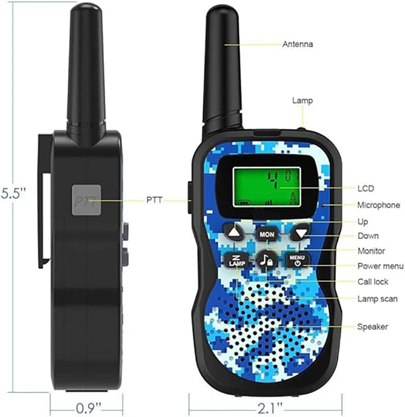 3 PCS Kids Walkie Talkie, 3KM Long Range Wireless Intercom, Parent-Child Interaction Toy, Gift for Children (Batteries Required)
