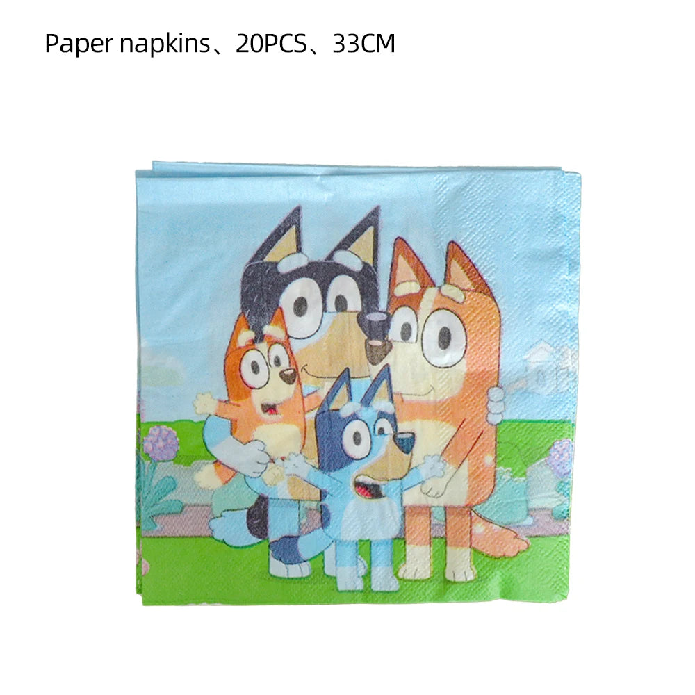 Blue dog Birthday Party Supplies Goodie Bag Stuffers Fillers Tableware Plates Cups Napkins Tablecloth Party Favor Decorations