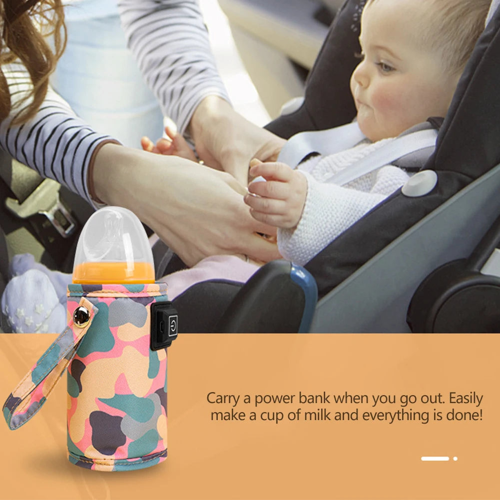 Keep your baby’s bottle warm on-the-go with this USB-powered portable bottle warmer—perfect for heating baby milk anytime, anywhere!