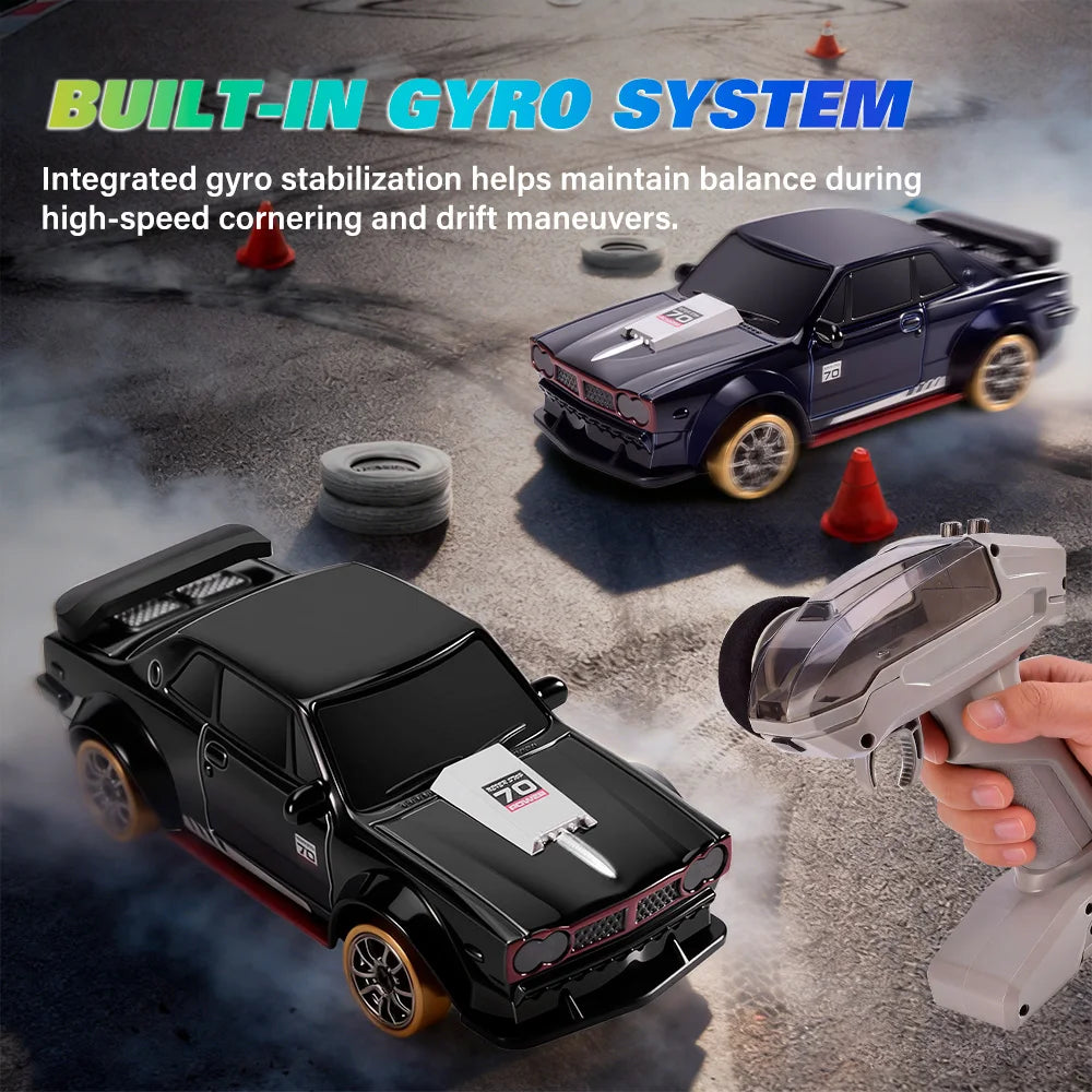 9IMOD 1/64 RC Drift Car 2.4G 4WD Full Proportional Remote Control Car with Gyro LED Lights Magnetic Charging High Low Speed