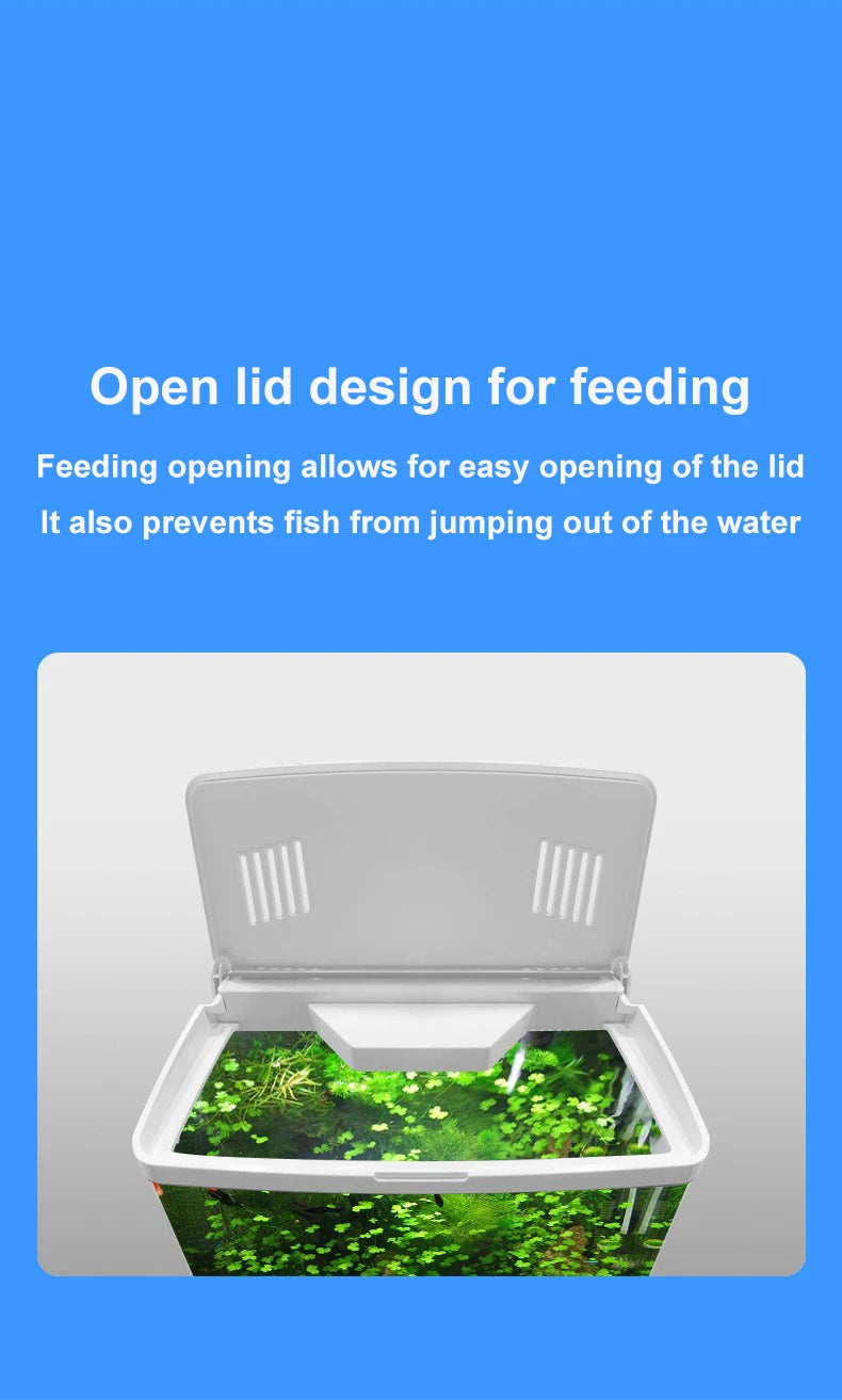 USB 5L Aquarium Fish Tank No Water Change Self-circulating Ecological Fish Tank with Slient Pump Led Lamp for Office Home