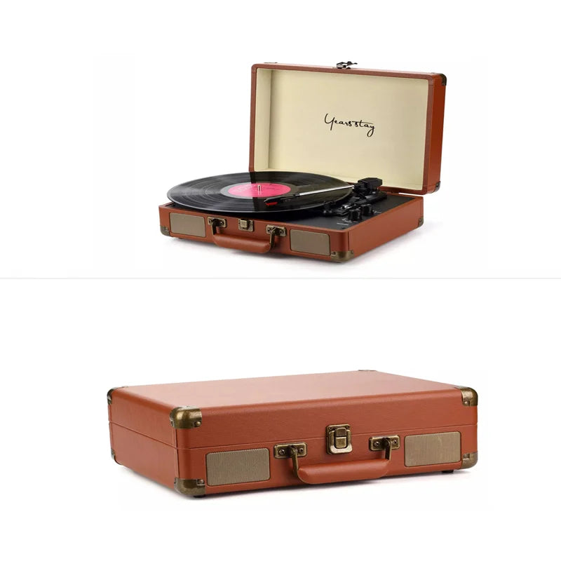 Retro portable vinyl record player, Bluetooth/USB/TF playback, suitable for family gatherings, outdoor camping, party gifts