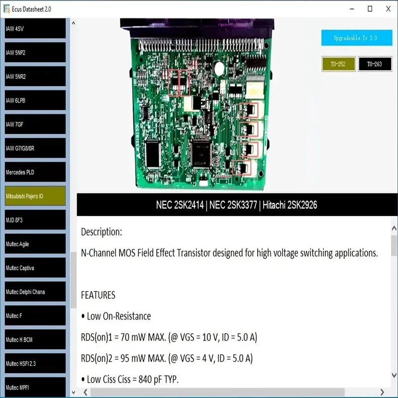 Ecus Datasheet 2.0 ECU Repair Software PCB Schematics with Electronic Components of Car ECUs and Additional Information