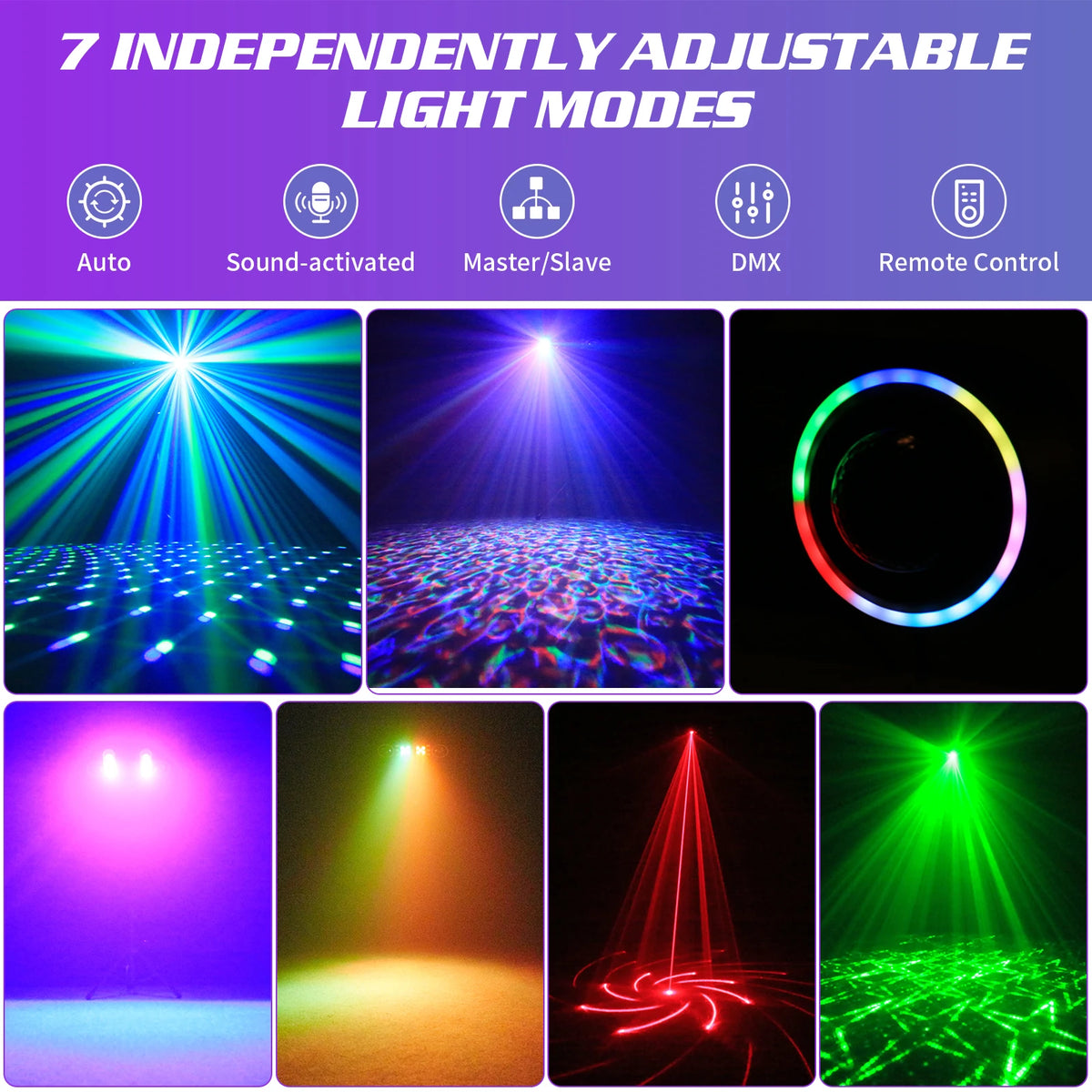 2PCS Bracket Effect Lights 7in1 RGBW LED Light Stand Kit W/Bag Magic Ball Beam Effect Light Remote Control DJ Disco Party Lights