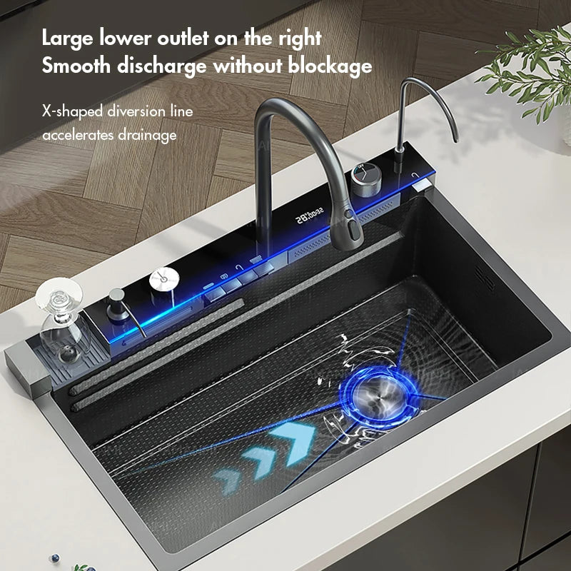Stainless Steel Waterfall Kitchen Sink
