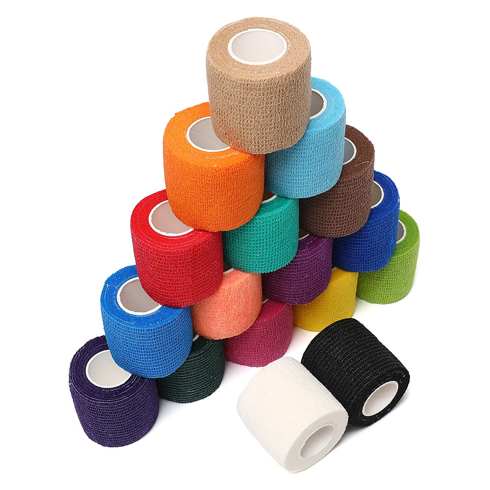 12pcs of 4.8-Meter Elastic Sports Self-Adhesive Bandages, Protecting Fingers, Ankles, Palms, and Shoulders, Knee Protection