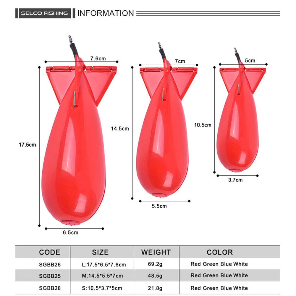 Carp Fishing Rockets Bomb Spomb Fishing Tackle Rocket Feeder Float Attract Container Nesting Device Fishing Tackle Tools