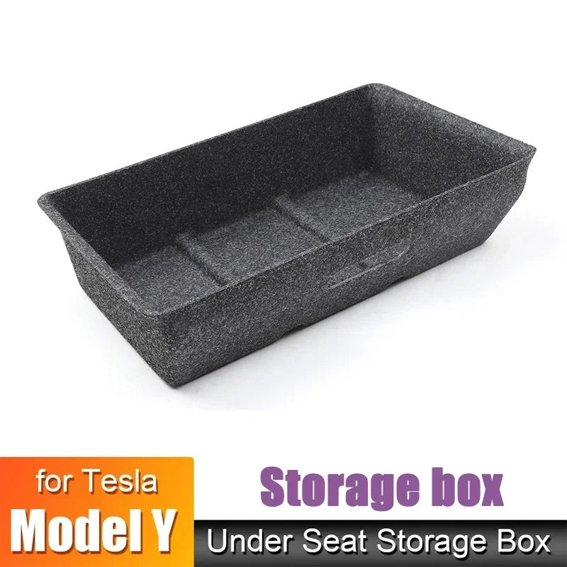 For Tesla Model Y High Capacity Organizer Case Felt Cloth Drawer Holder Under Seat Hidden Box Storage Box Black Worldmuma