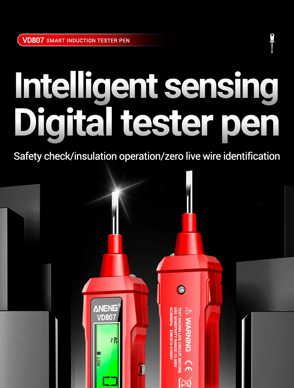 Safely detect live wires with this one-word induction portable smart electric pen tester—featuring NCV sensor and compatible with 50/60Hz for accurate, non-contact voltage testing!