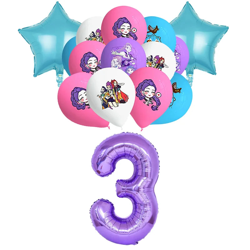 Happy Birthday Party Decoration Character Anime Tableware Plate Cup Balloon Set Banner Backdrop Gift Bag Keychain Party Supplies