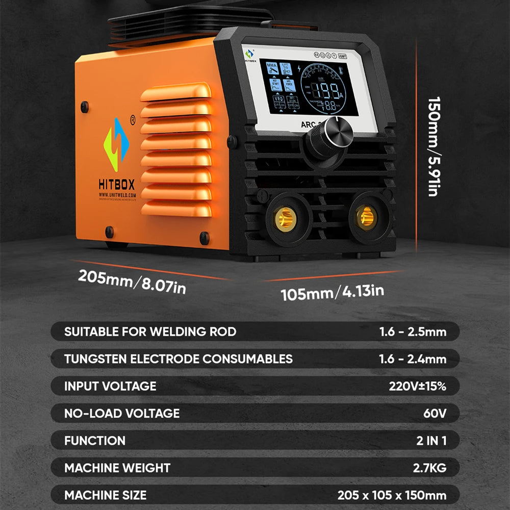 HITBOX ARC200S Welding Machine 2 in 1 ARC MMA LIFT TIG MINI IGBT Inverter LED Digital Display Portable Home Welder 220V 10-200A