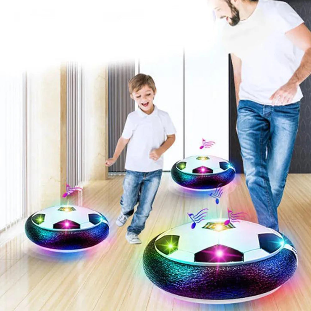 Score big fun with this electric floating soccer ball toy—featuring LED lights and music to keep kids entertained for hours!