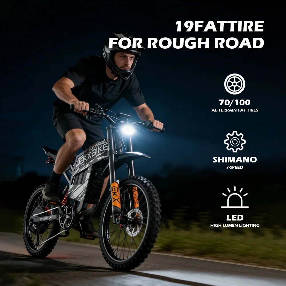 EKXBIKE TX1 Electric Motorcycle 80Km/h 6000W Peak Motor, 60V30AH Lithium Battery, Adult Off-Road Electric Mountain Bike