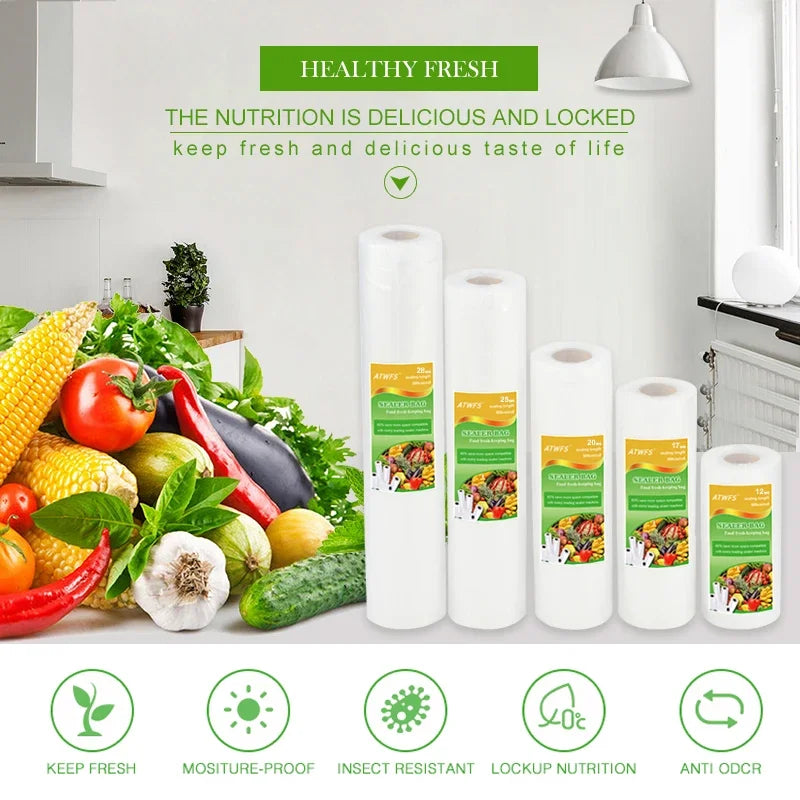 Vacuum Bag Packaging Food Vacuum Sealer Bags for Food Storage Keep Products Fresh Bag 12/17/20/25/28cm*500cm 1 Roll