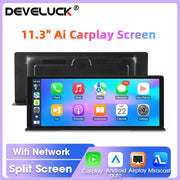 Develuck 11.3" Car Stereo Wireless Carplay Android auto Video with Rear Camera GPS Navigation Car Audio Receivers Dual Bluetooth