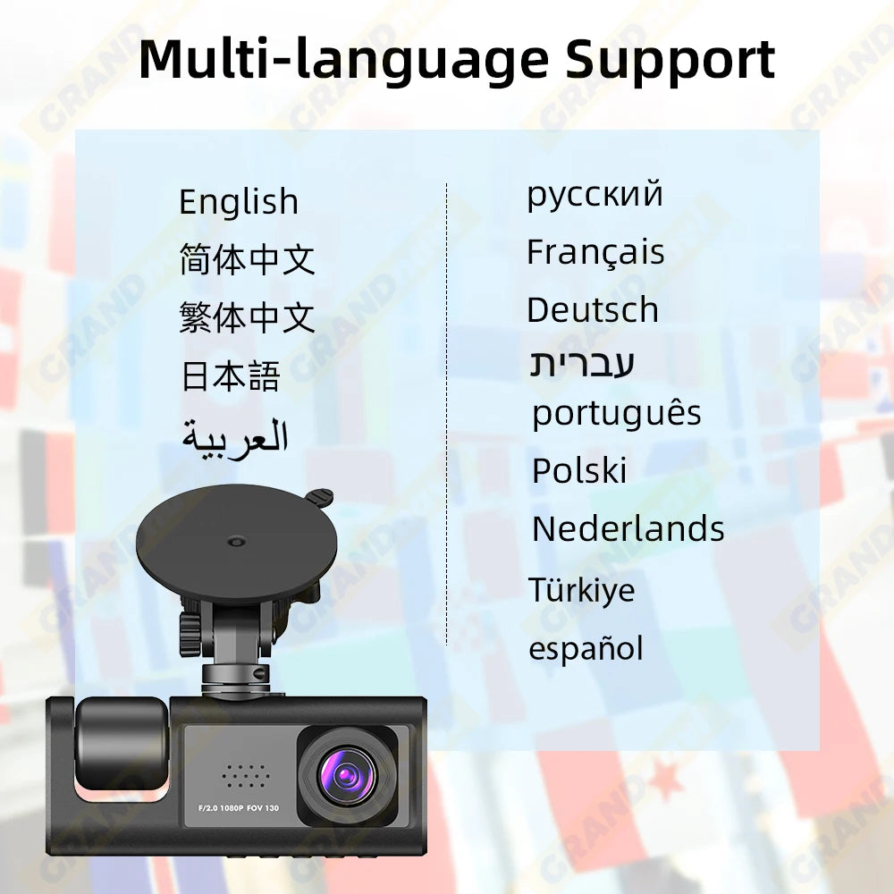 Dash Cam for Cars WIFI APP Car DVR 3 Channel Front Camera Video Recorder Rear View Camera for Vehicle Black Box Car Assecories