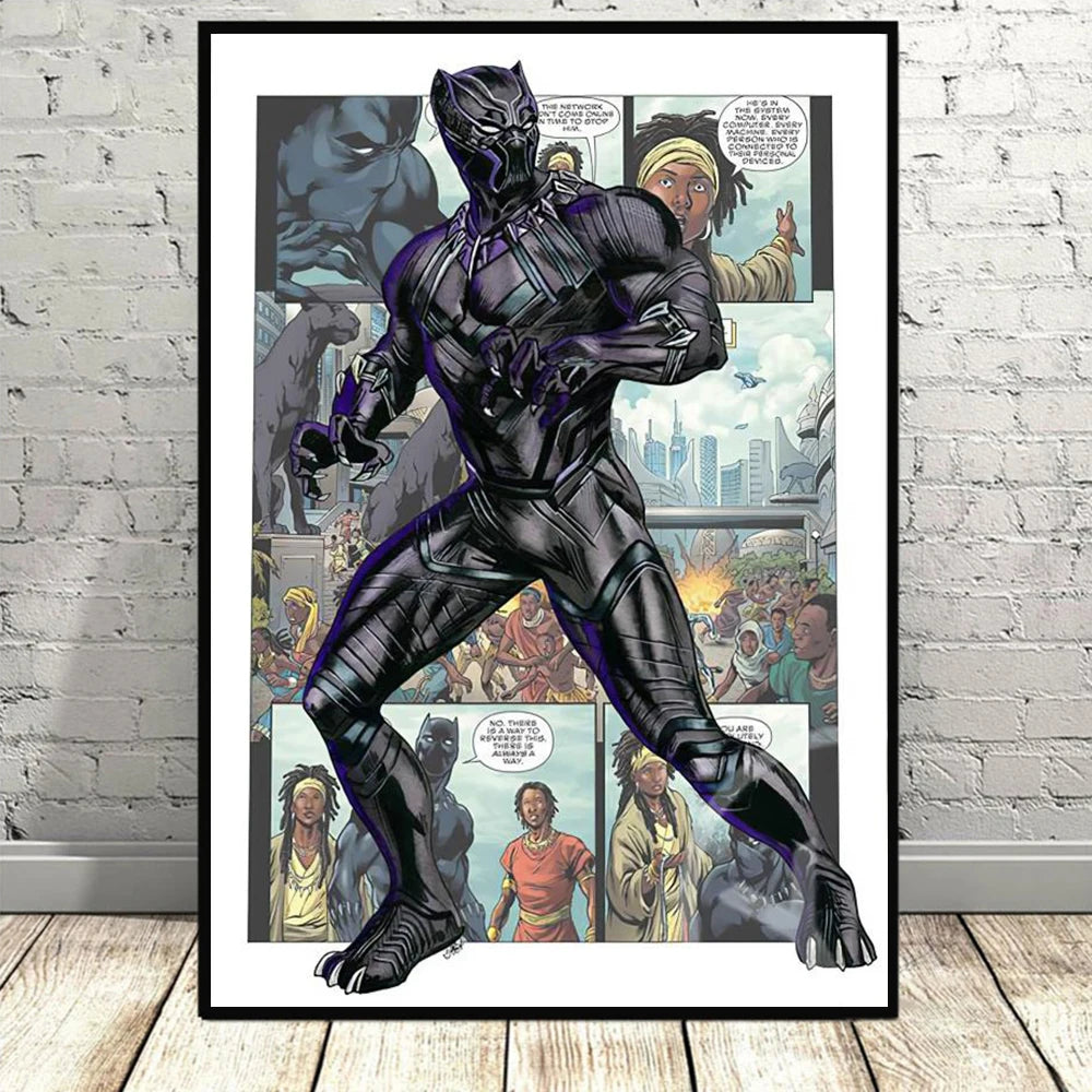 Frameless Marvel Movie Avengers Wall Art Canvas Posters Superhero Spiderman Iron Man Home Decor Children Room Canvas Painting Mu