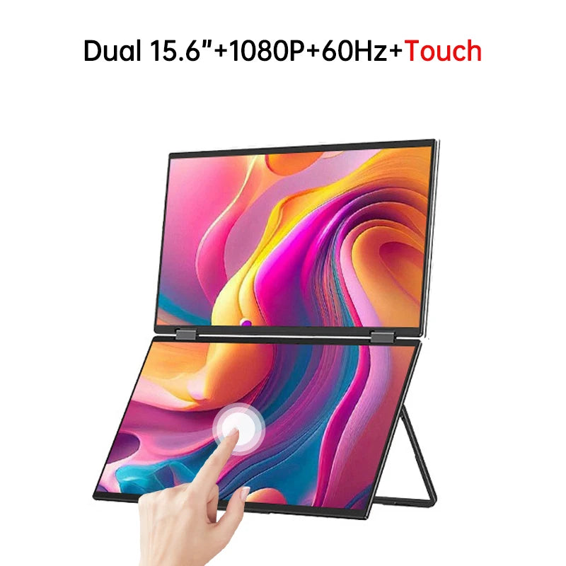 15.6" 120Hz Dual Touchscreen Portable Monitor 1080P FHD With 360° Flip External Screen For PC Laptop Mac Phone Xbox PS4/5 Switch