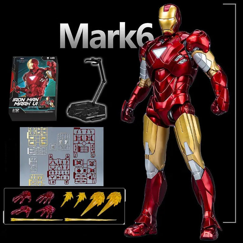 1/12 Original FondJoy Iron Man Tony Stark Legend Action Figure MK45 MK46 MK50 MK4 DIY Building Block Toys Collection Anime Model