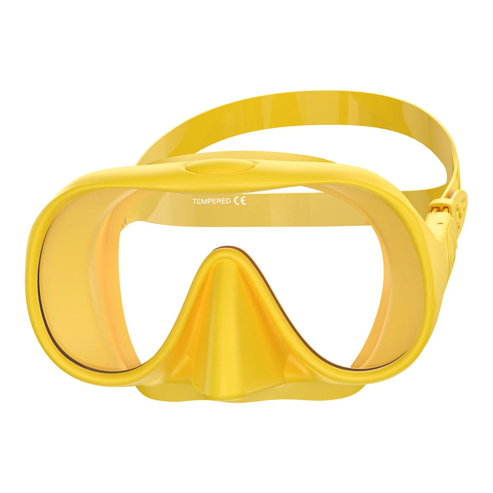 Frameless Diving Mask HD Panoramic Ultra Wide View Tempered Glass Snorkeling Swimming Goggles Suitable for Adults