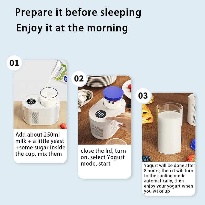 3 In 1 Smart Yogurt Maker Electric Heating Cooling Cup for Home Office Milk Coffee Cup Warmer Cooler Mini Desktop Fridge Cup