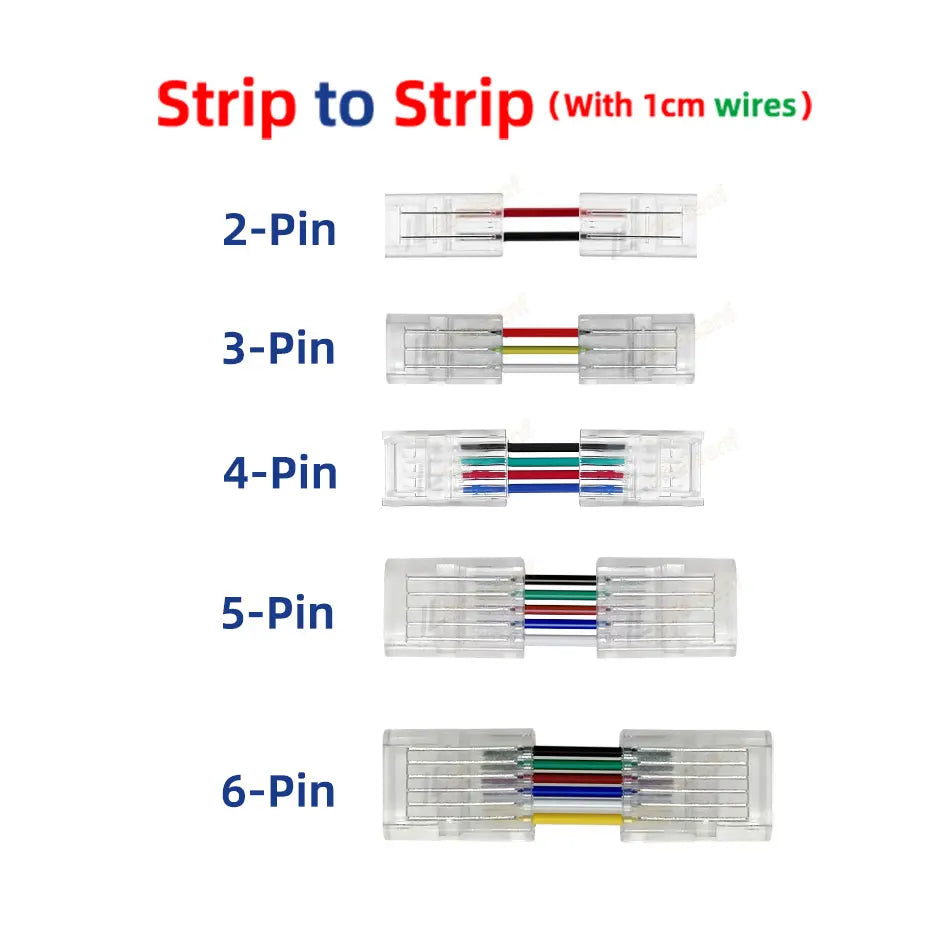 8mm 10mm 2Pin 3Pin 4Pin 5Pin 6Pin 12mm IP20 IP65 LED Strip to Strips or Line Quick Connectors Extension Wire Terminal Connectors