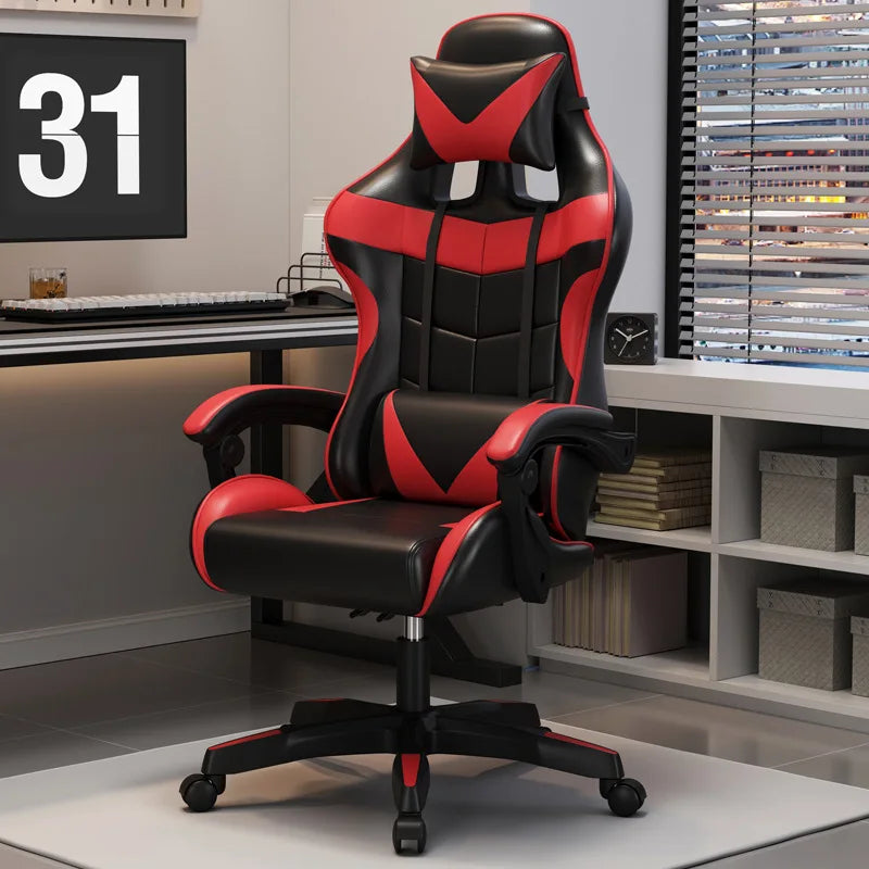 Gaming Chair Ergonomic Office Chair Adjustable Swivel Computer Chair Silent Wheels Lumbar Support Comfortable Seat Home