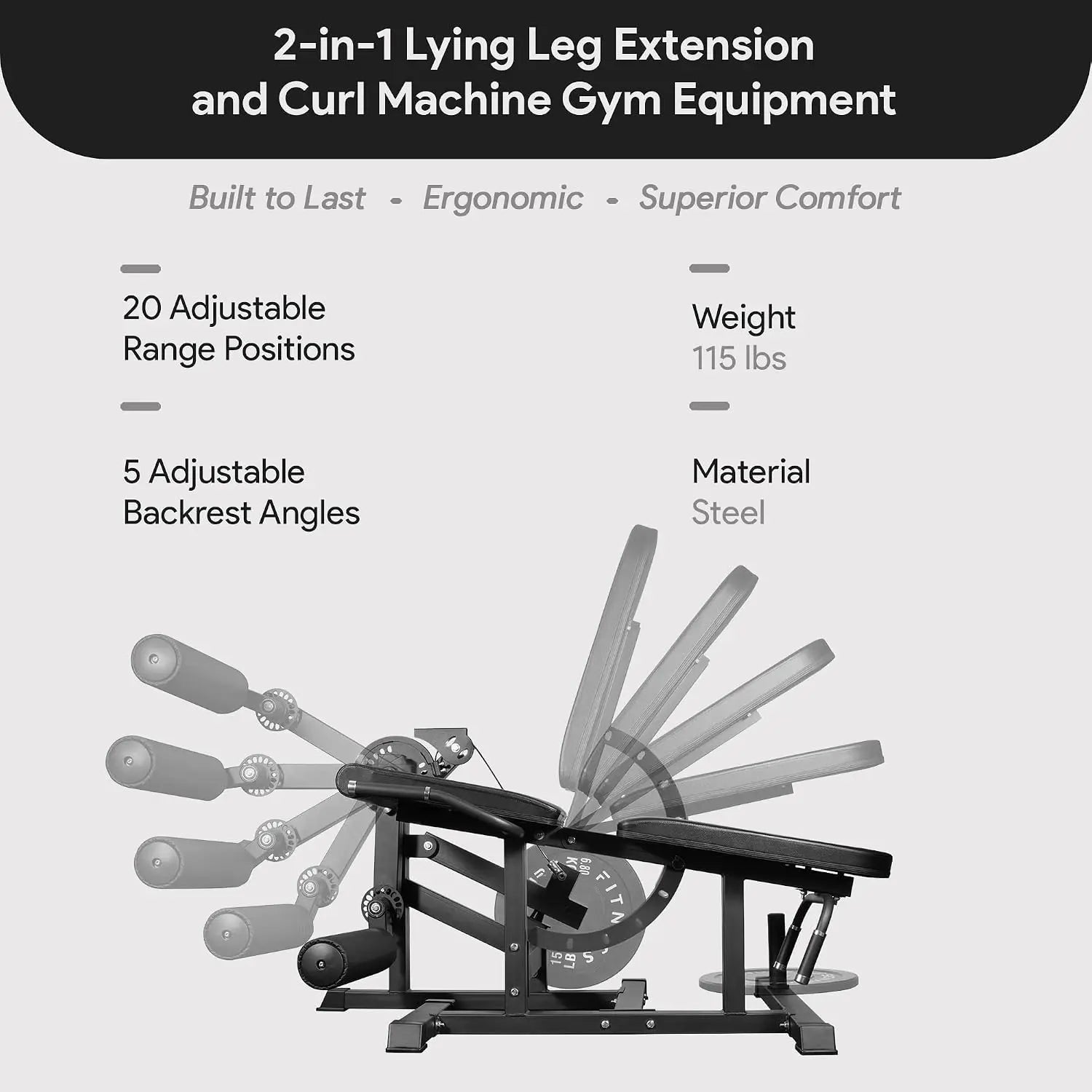 2-in-1 Leg Extension and Curl Machine, Home & Gym Quadriceps Hamstrings Trainer, Adjustable Multifunctional Leg Fitness, Custom