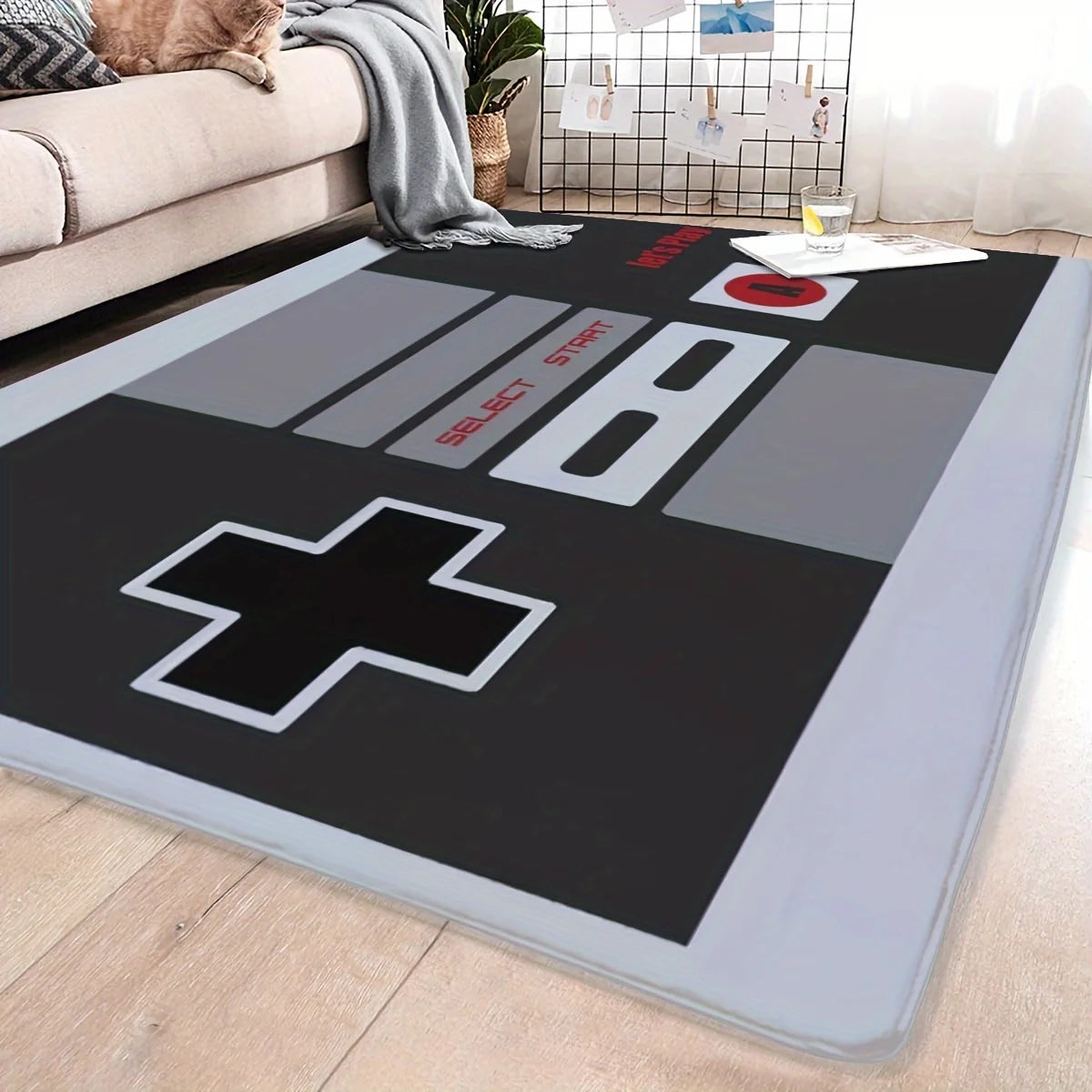 Game Area Rugs 3D Printed Player Home Non-Slip Crystal Floor Mat Retro Gamepad Gaming Rug for Living Room Decor Gift for Friend