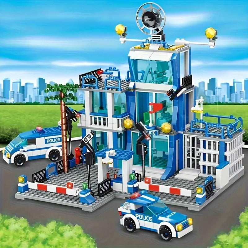 Police station building blocks, children's education building blocks toys, Christmas gifts, birthday gifts (503 pieces)