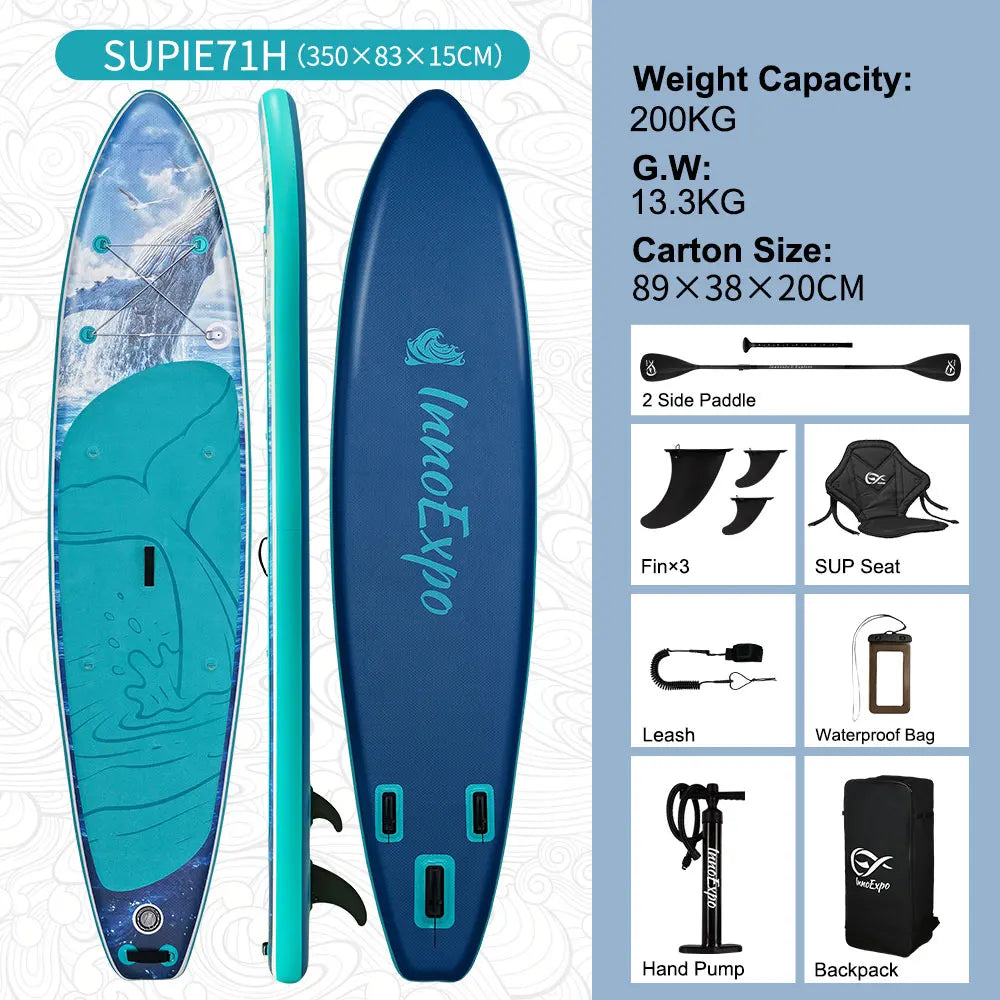 InnoExpo Stand Up Paddle Board Inflatable Surfboard Surf Sup Board Non-Slip Water Sport Paddleboard with Accessories