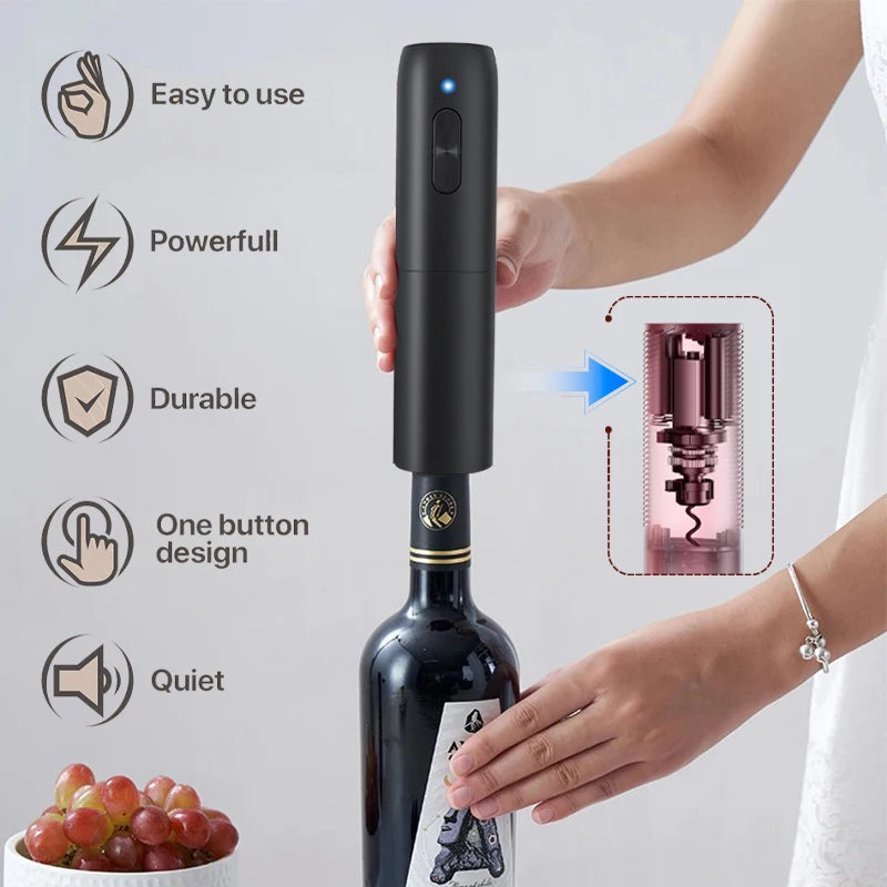 Pop open your favorite bottle effortlessly with this electric wine bottle opener—stylish, quick, and hassle-free!