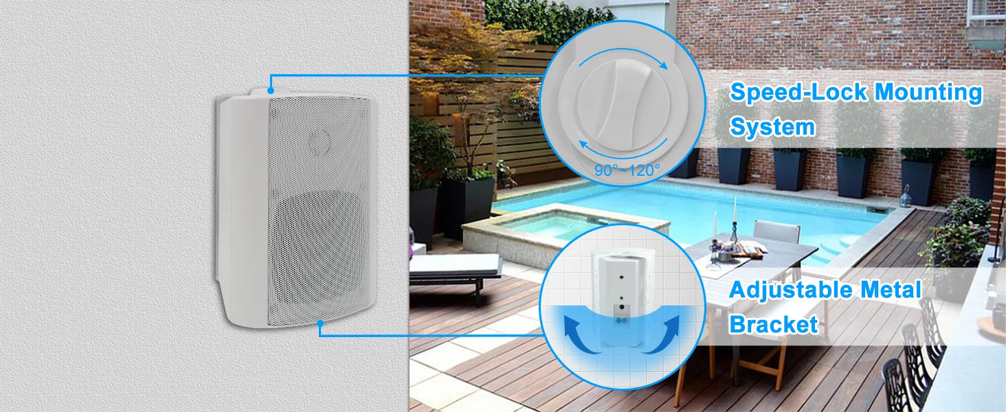 Herdio 2PCS 4'' Passive Indoor Outdoor Speakers With 200W Powerful Bass Expansive Stereo Sound Coverage All-Weather Durability