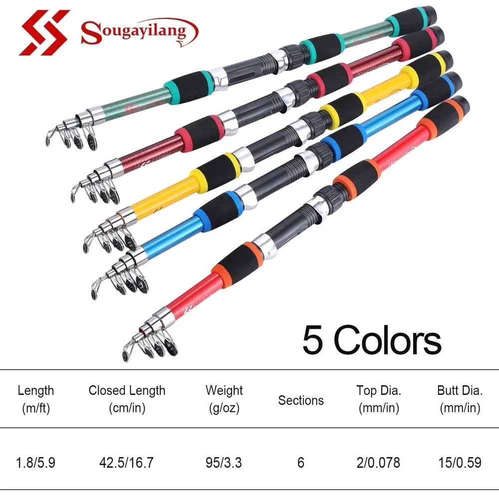 Sougayilang 2.1m-3.6m Spinning Fishing Rod Carbon Trout Carp Telescopic Fishing Pole Lure Fishing Rod Tackle