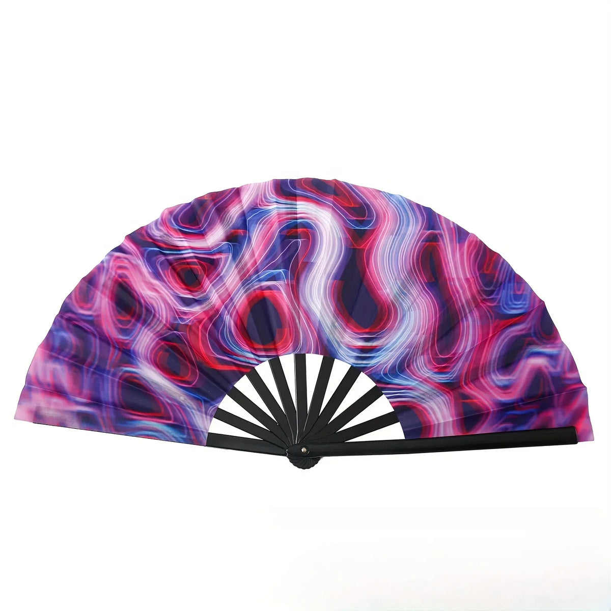 One Pack Large Carnival Folding Fan Fan Craft Fan with Energetic Neon Mushroom Pattern Can Be Used for Both Men and Women