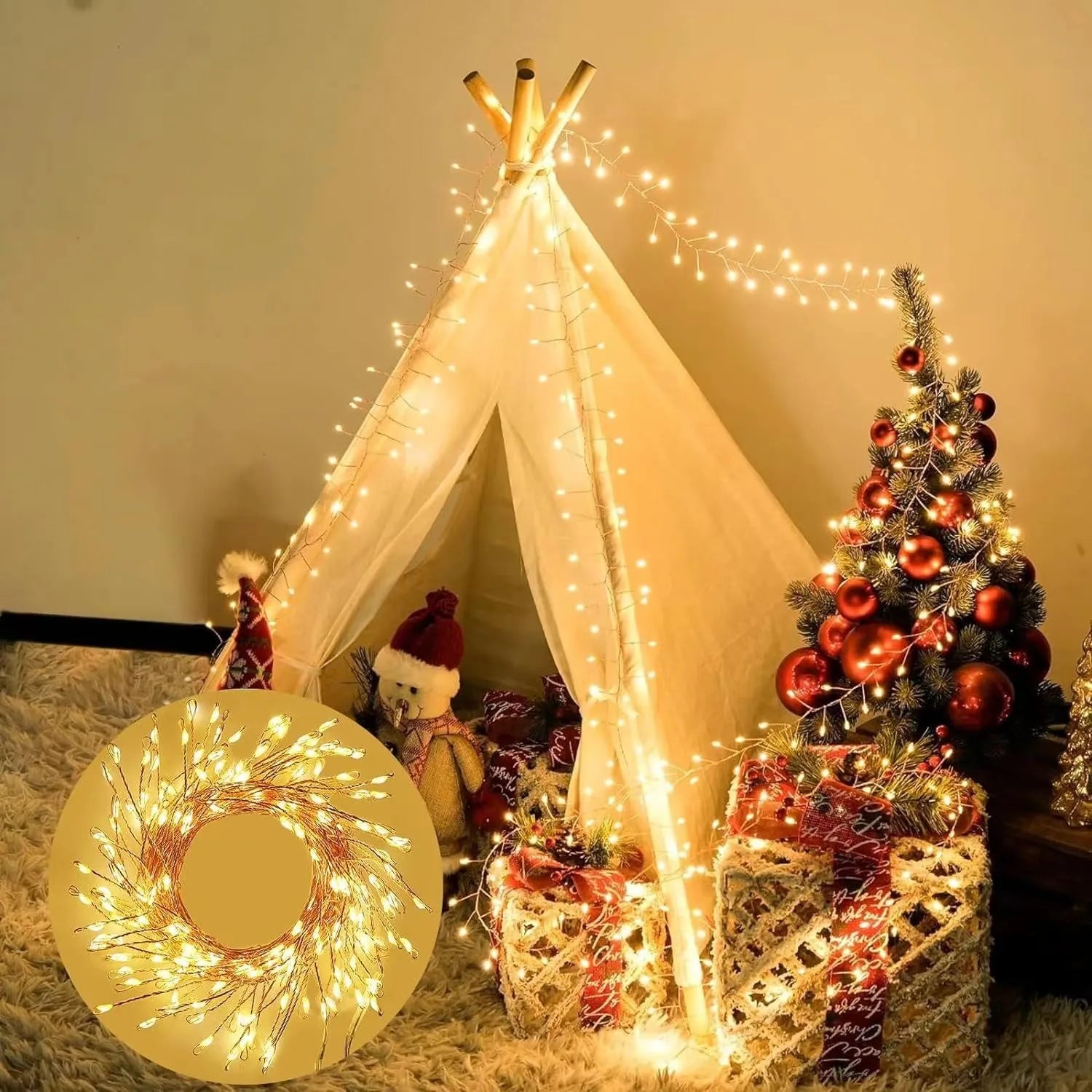 Add festive sparkle with these USB-powered LED firecracker string lights—complete with remote control for easy lighting and fun!