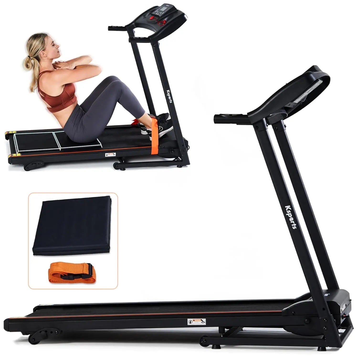 Foldable 16.5 Inch Cardio Fitness Portable Treadmill with Bluetooth Connectivity, LCD Display, and Tracking Apps for, Custom