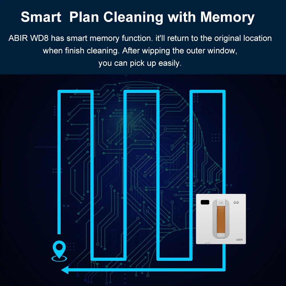 Window Vacuum Robot Cleaner ABIR WD8, Dual Ultrasonic Spray, AI Intelligent Wipping, Updated Laser, Smart Home Glass Wall Washin