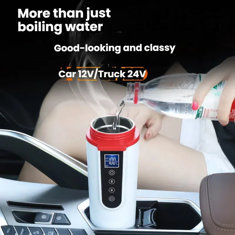 Enjoy warm drinks on the go with this intelligent vehicle-mounted electric heating cup—perfect for keeping your beverage at the ideal temperature while driving!