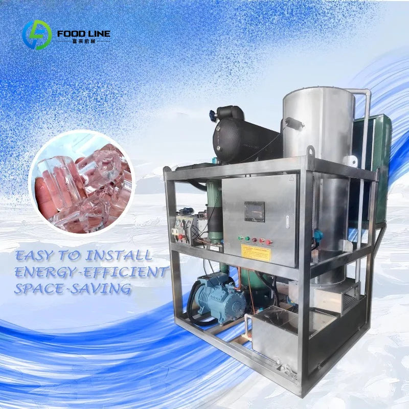 Tube Ice Machine 1T Per Day Industrial Ice Maker Low Power Consumption Automatic Control For Beverage Cold Storage Customized
