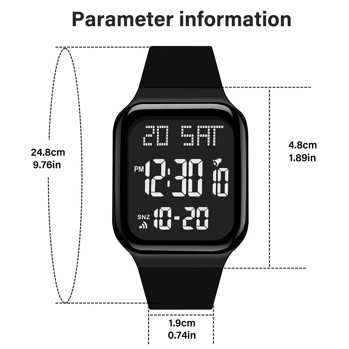 Student Watch Fashion Casual Sports Watch LED Luminous Waterproof Digital Display Electronic Watch Unisex