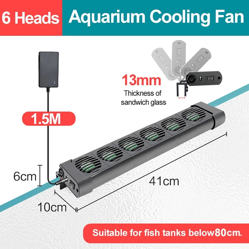 Fish Tank Cooling Fan 135° Rotation Aquarium Cooling Heat Dissipation Cooling Fan Cool Down Temperature 13mm Tank Thickness