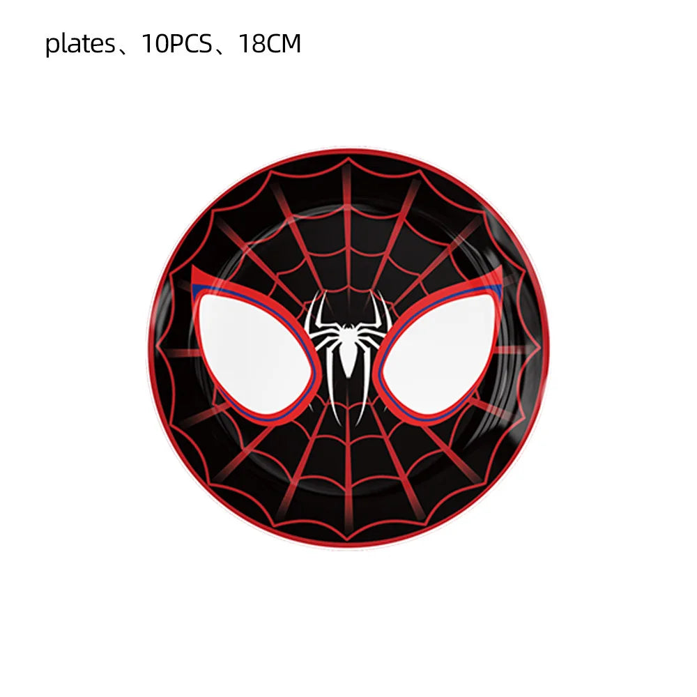 Mask Spider Hero Birthday Party Supplies Tableware Kit Plates Cups Tablecloth Backdrop Balloons Kids Party Decorations Favors