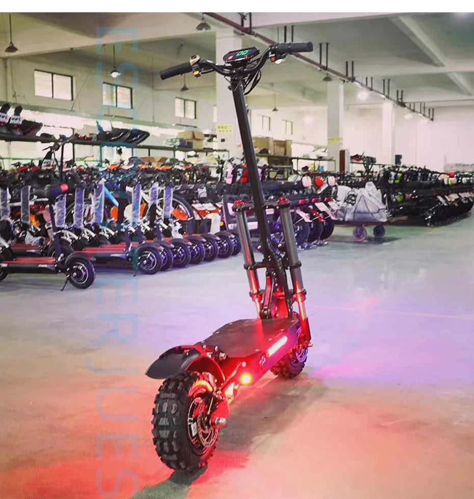 6000W Electric Scooter for Adults 85KM/H Max Speed Dual Motor 11" Off Road Tire E Scooter 30AH Lithium Battery Shock Absorption