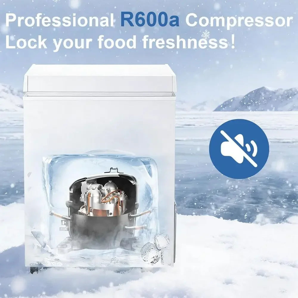 3.5 Cu. Ft. 7-Setting Chest Freezer, Portable Deep Freezer with Removable Basket, Ideal for Kitchen, Office, RV, and Restaurants