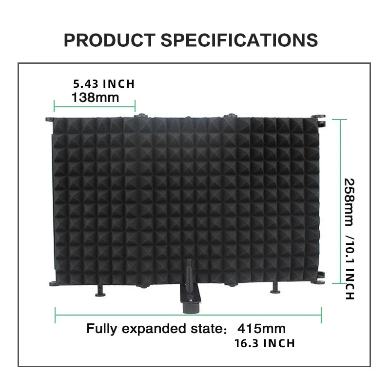 3/5 door studio microphone foldable isolation shield, popular filter, high-density absorbent foam for filtering sound.