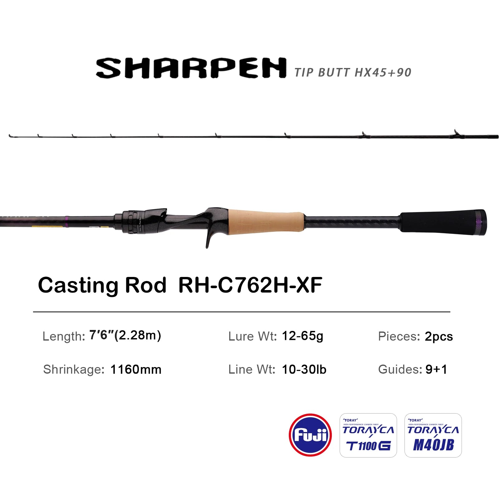PURELURE SHARPEN Soft Lure Long Spinning and Casting XF/MF Action Rods FUJI Components Bass Pike Rod Fishing Rod Spinning Reel