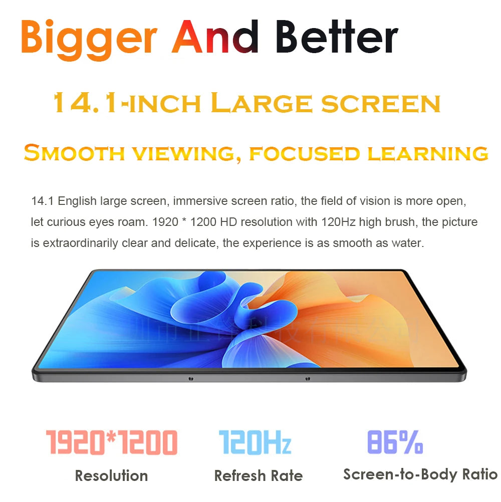 2025 Newest Android 14 Tablet 14.1 inch T616 Octa-Core Tablets with 16GB RAM+512GB ROM 12000mAh Large Battery BT5.0 5G WiFi GPS